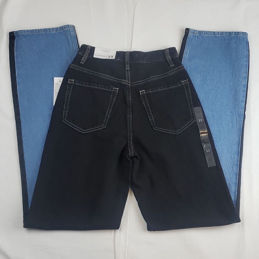 Pacsun Women's 23 Black & Blue Two Tone Paneled Boyfriend Jeans